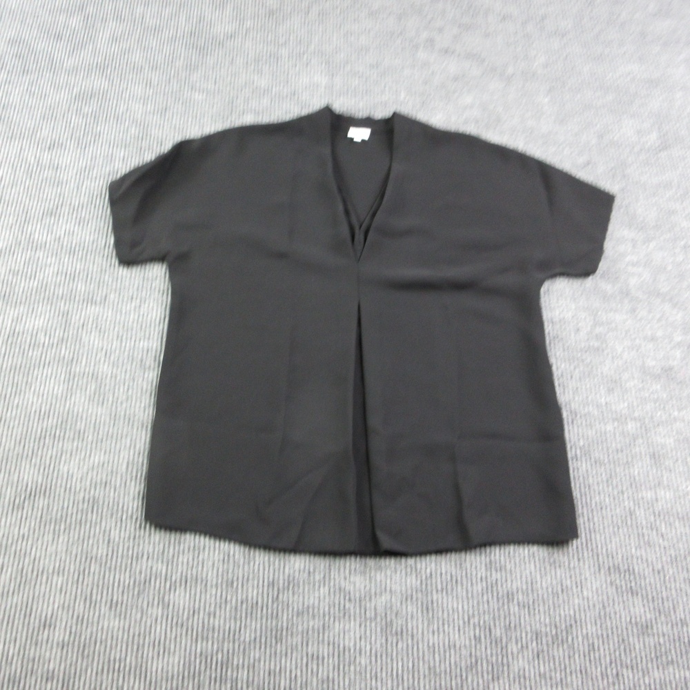 VINCE. Blouse Womens L Black Kimono V-Neck Short Sleeve Polyester Relaxed Fit